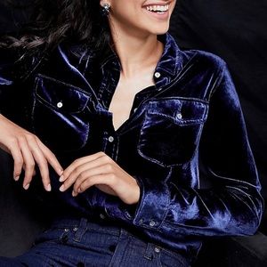 NWOT -J. Crew Classic-fit shirt in navy blue velvet small 4
